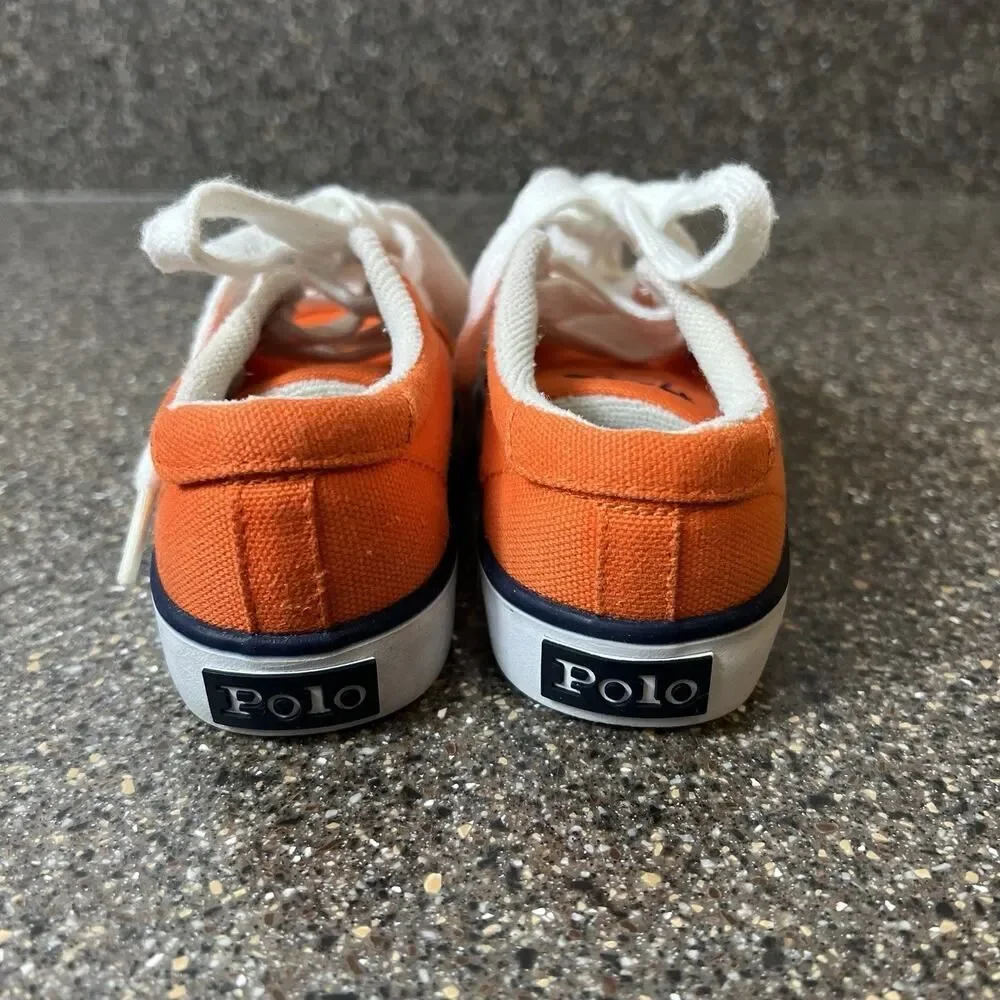 Polo by Ralph Lauren Kids Toddler Size 6 Orange Canvas Sneaker Lace Up Low Shoes